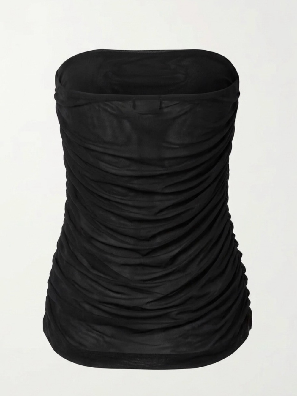 Fashion Nova Black Strapless Ruched Bodycon Dress Built in Shapewear